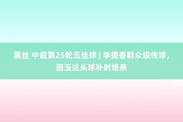 黑丝 中超第25轮五佳球 | 李提香群众级传球，田玉达头球补射绝杀