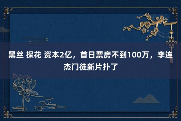黑丝 探花 资本2亿，首日票房不到100万，李连杰门徒新片扑了