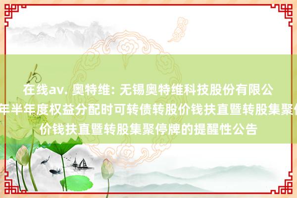 在线av. 奥特维: 无锡奥特维科技股份有限公司对于实施2024年半年度权益分配时可转债转股价钱扶直暨转股集聚停牌的提醒性公告