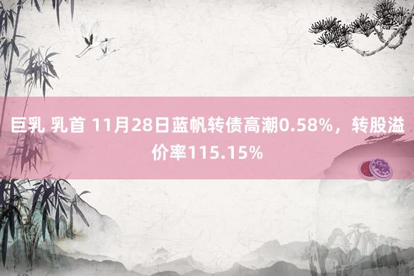 巨乳 乳首 11月28日蓝帆转债高潮0.58%，转股溢价率115.15%