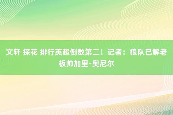 文轩 探花 排行英超倒数第二！记者：狼队已解老板帅加里-奥尼尔