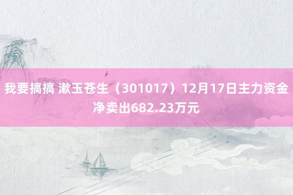 我要搞搞 漱玉苍生（301017）12月17日主力资金净卖出682.23万元
