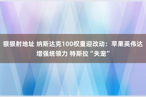 狠狠射地址 纳斯达克100权重迎改动：苹果英伟达增强统领力 特斯拉“失宠”