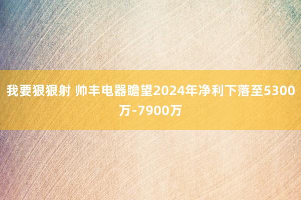 我要狠狠射 帅丰电器瞻望2024年净利下落至5300万-7900万