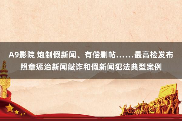 A9影院 炮制假新闻、有偿删帖……最高检发布照章惩治新闻敲诈和假新闻犯法典型案例