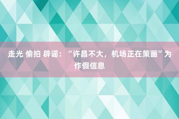 走光 偷拍 辟谣：“许昌不大，机场正在策画”为作假信息