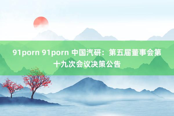 91porn 91porn 中国汽研：第五届董事会第十九次会议决策公告