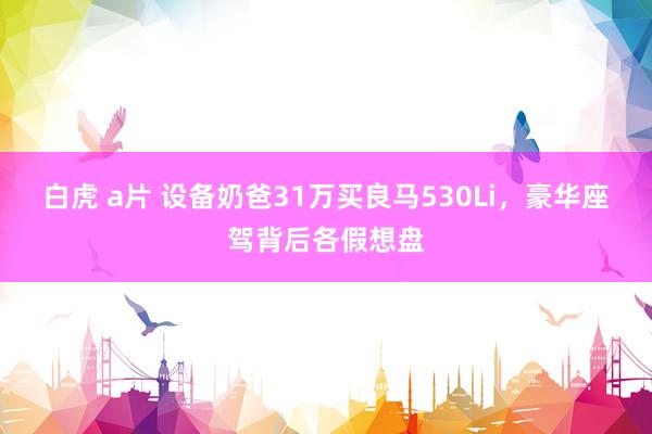 白虎 a片 设备奶爸31万买良马530Li，豪华座驾背后各假想盘