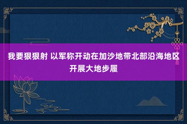 我要狠狠射 以军称开动在加沙地带北部沿海地区开展大地步履