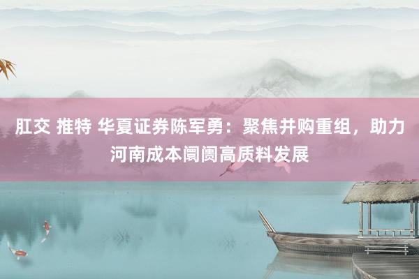 肛交 推特 华夏证券陈军勇：聚焦并购重组，助力河南成本阛阓高质料发展