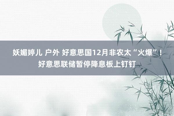 妖媚婷儿 户外 好意思国12月非农太“火爆”！好意思联储暂停降息板上钉钉