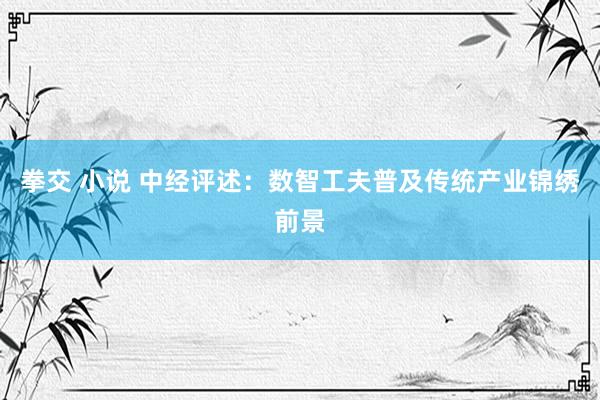 拳交 小说 中经评述：数智工夫普及传统产业锦绣前景
