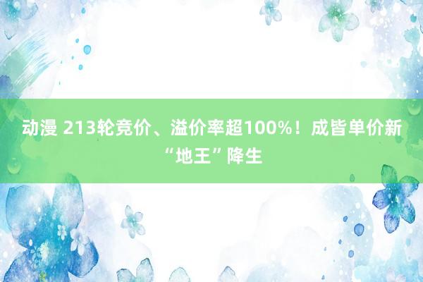 动漫 213轮竞价、溢价率超100%！成皆单价新“地王”降生
