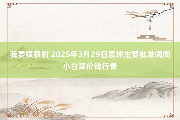 我要狠狠射 2025年3月29日寰球主要批发阛阓小白菜价钱行情