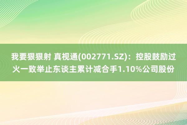 我要狠狠射 真视通(002771.SZ)：控股鼓励过火一致举止东谈主累计减合手1.10%公司股份