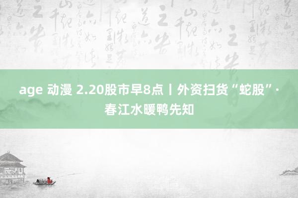 age 动漫 2.20股市早8点丨外资扫货“蛇股”·春江水暖鸭先知