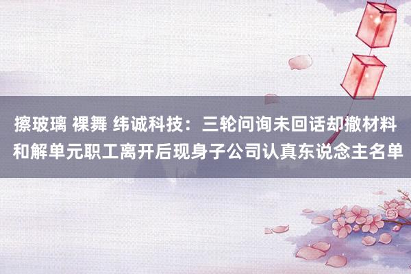 擦玻璃 裸舞 纬诚科技：三轮问询未回话却撤材料 和解单元职工离开后现身子公司认真东说念主名单