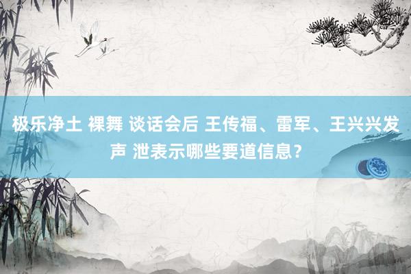 极乐净土 裸舞 谈话会后 王传福、雷军、王兴兴发声 泄表示哪些要道信息？