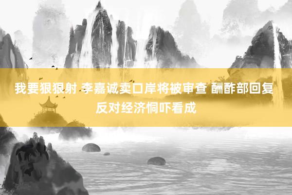 我要狠狠射 李嘉诚卖口岸将被审查 酬酢部回复 反对经济恫吓看成