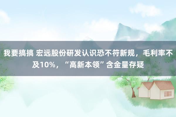 我要搞搞 宏远股份研发认识恐不符新规，毛利率不及10%，“高新本领”含金量存疑