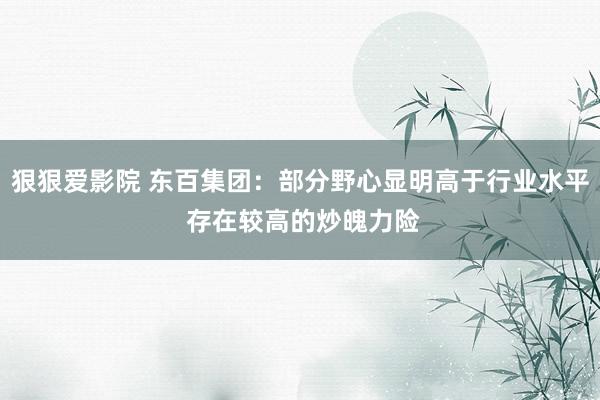 狠狠爱影院 东百集团：部分野心显明高于行业水平 存在较高的炒魄力险