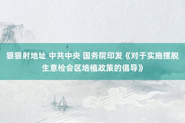 狠狠射地址 中共中央 国务院印发《对于实施摆脱生意检会区培植政策的倡导》