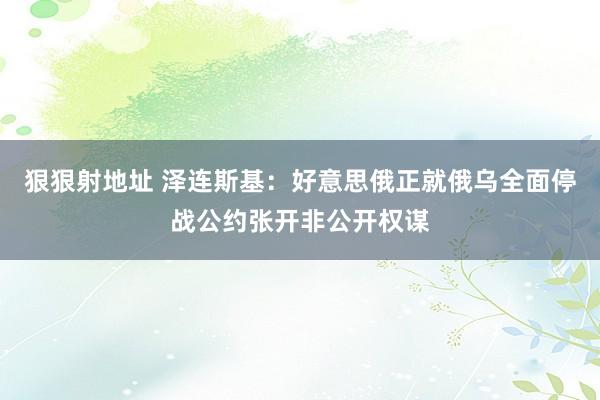 狠狠射地址 泽连斯基：好意思俄正就俄乌全面停战公约张开非公开权谋