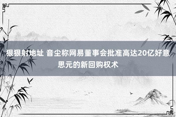 狠狠射地址 音尘称网易董事会批准高达20亿好意思元的新回购权术