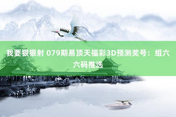 我要狠狠射 079期易顶天福彩3D预测奖号：组六六码推选