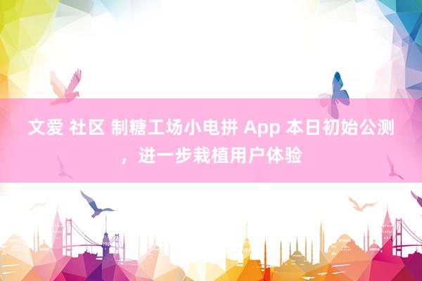 文爱 社区 制糖工场小电拼 App 本日初始公测，进一步栽植用户体验