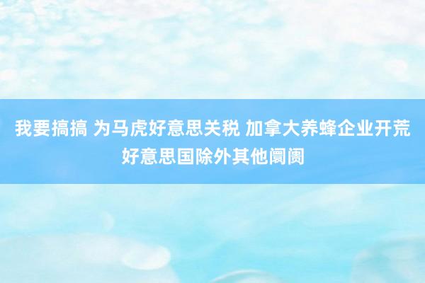 我要搞搞 为马虎好意思关税 加拿大养蜂企业开荒好意思国除外其他阛阓